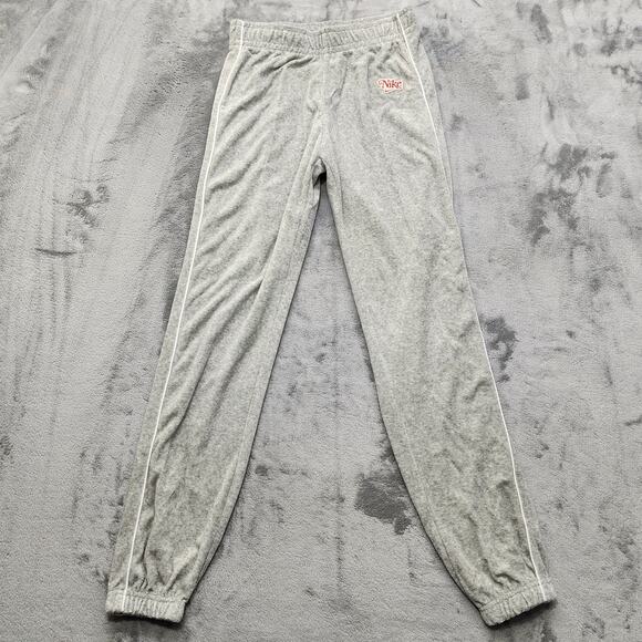 Nike Pants Womens XS Gray Terry Cloth Jogger Retro Swoosh Side Stripe Athleisure - Picture 1 of 11